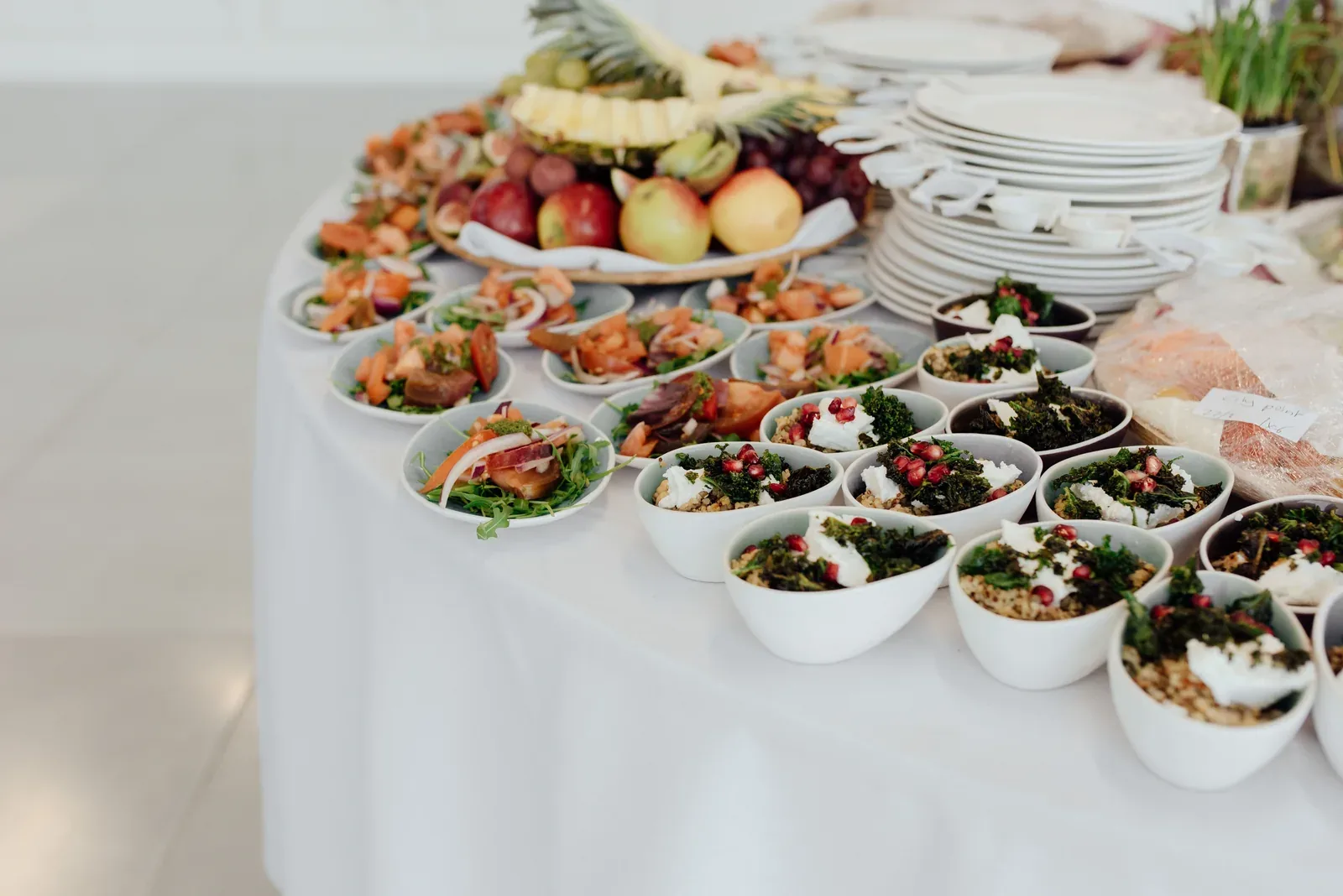 A buffet ready for guests at a catered event