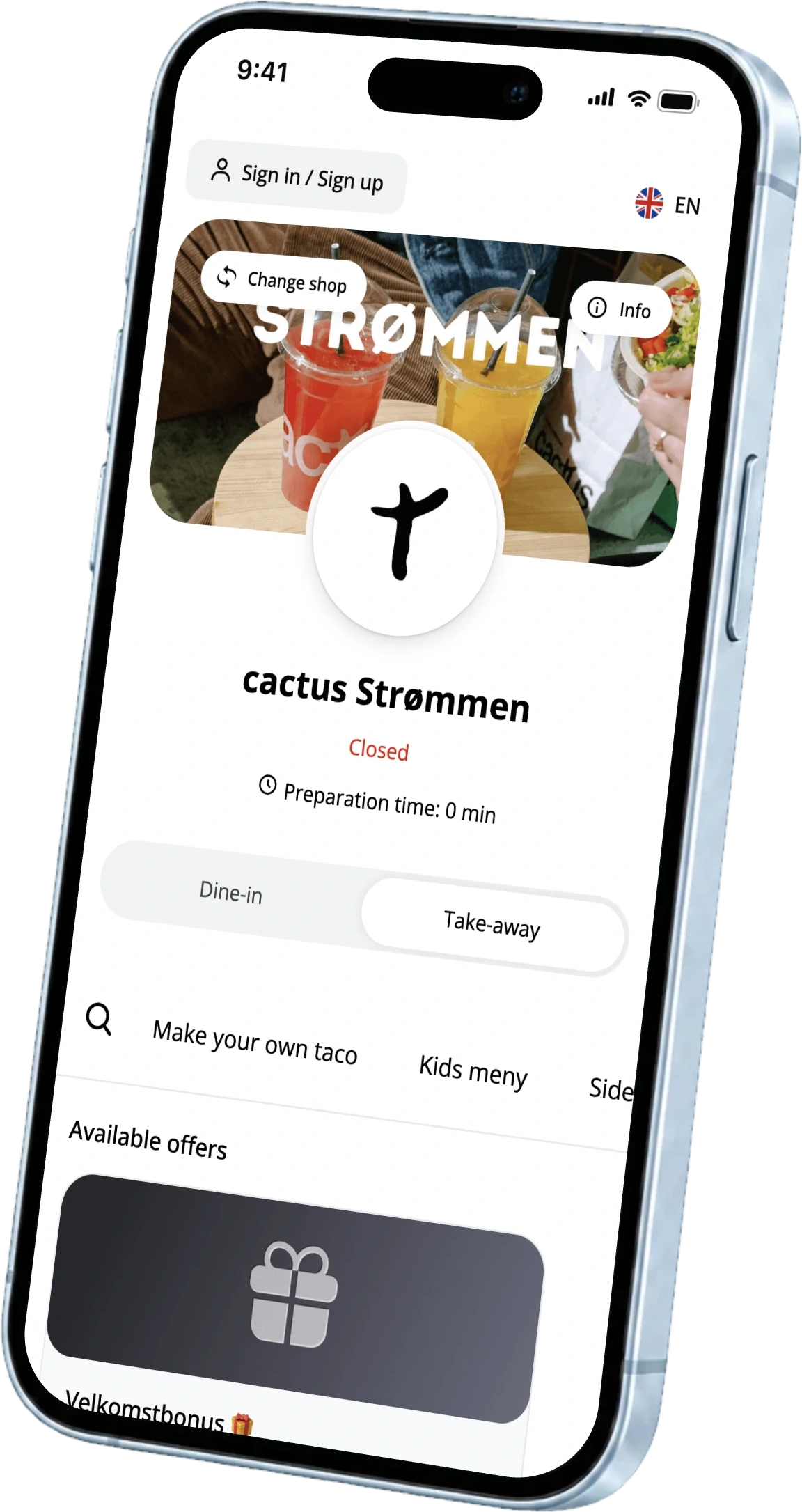 المتجر الإلكتروني لمطعم cactus Strømmen