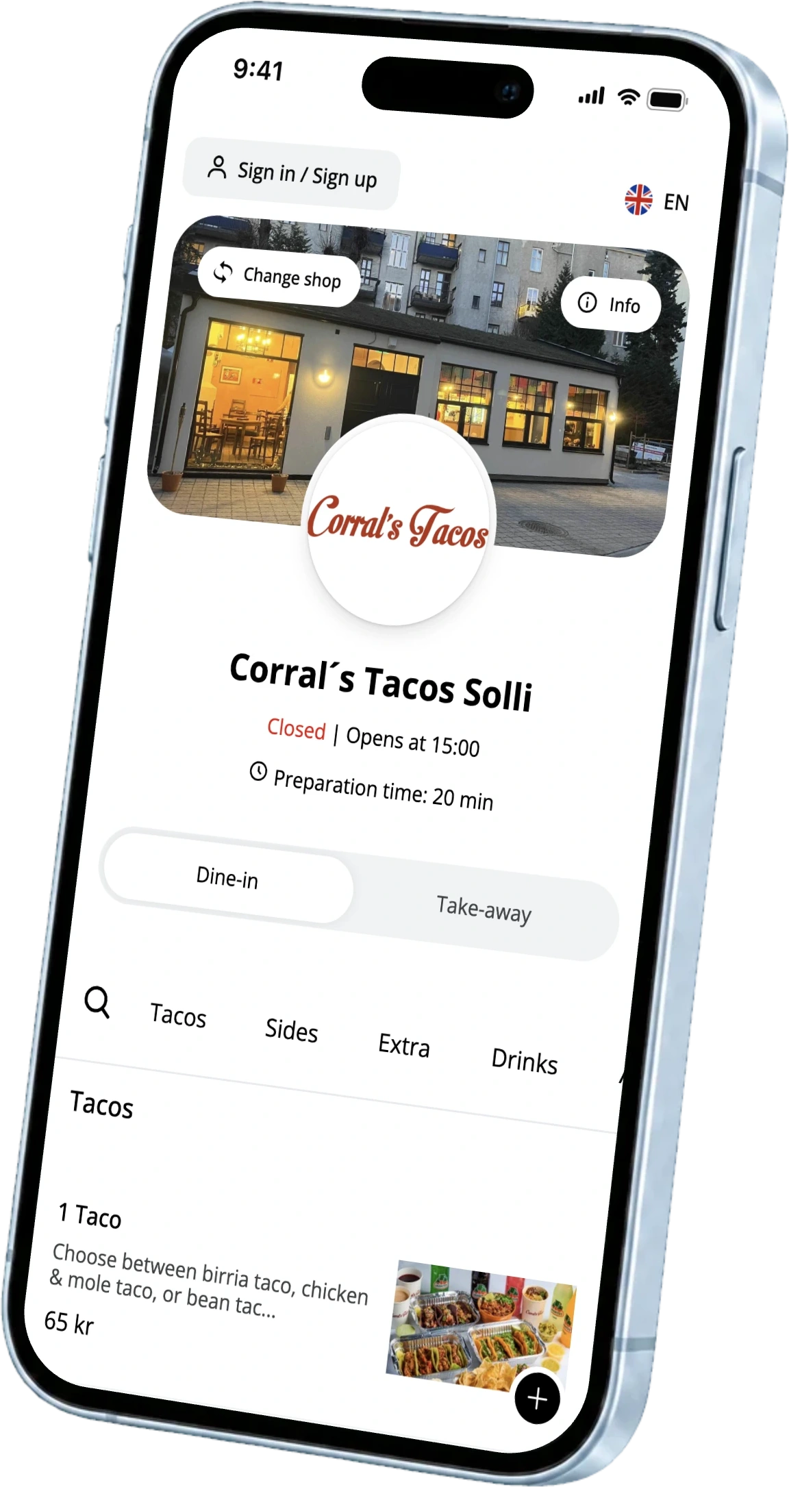 Webshoppen for Corral’s Tacos Solli