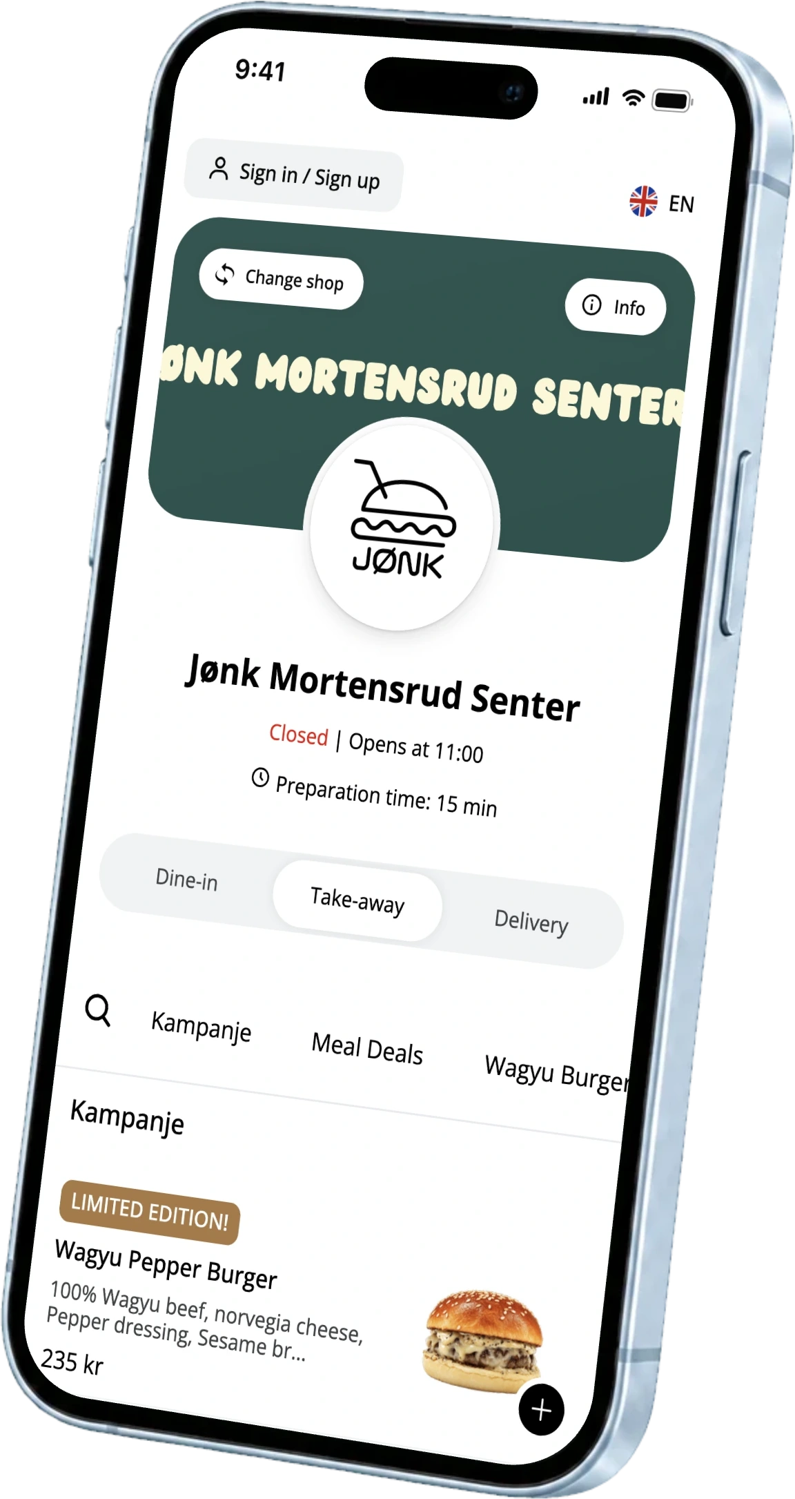المتجر الإلكتروني لمطعم Jønk Mortensrud Senter