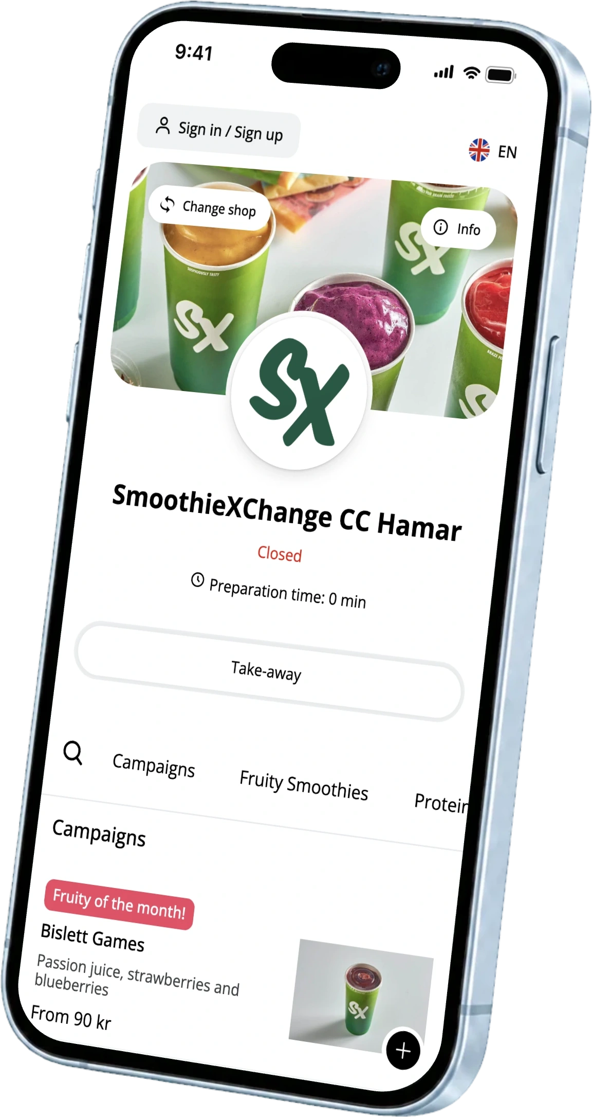 Webshoppen for SmoothieXchange CC Hamar