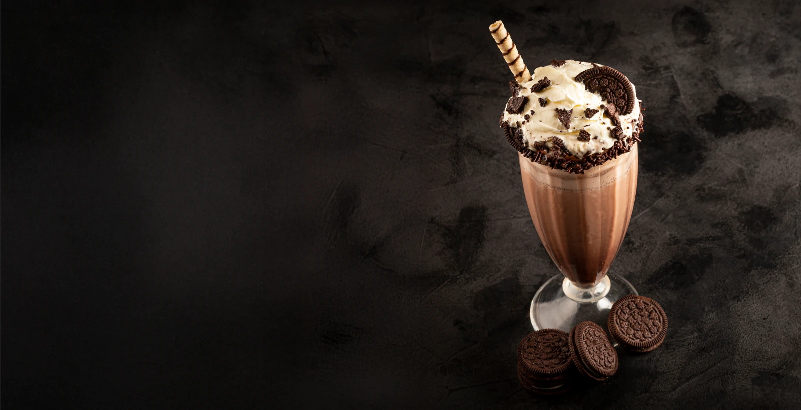 House of Burger milkshake topped with cream and cookies