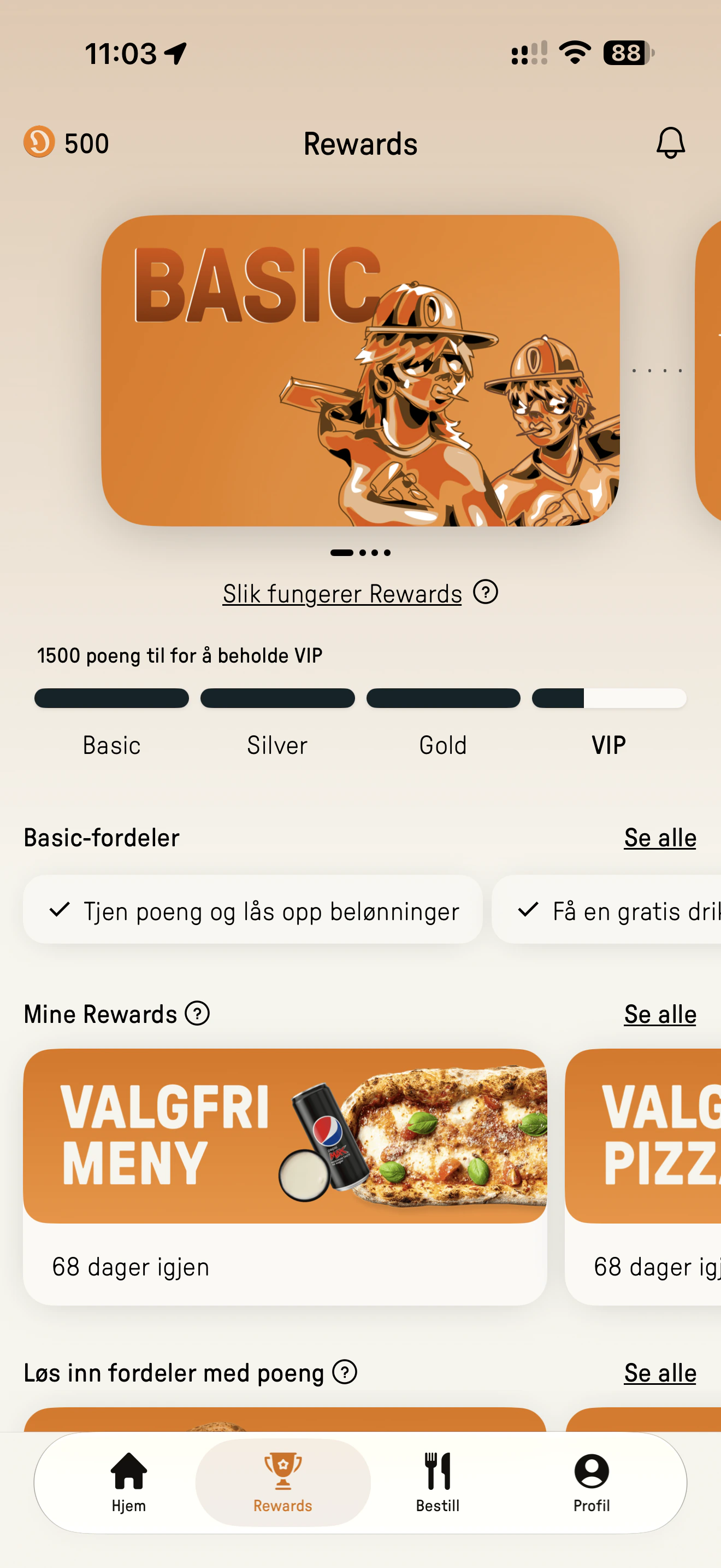 Basic-niveauet i DIGG Rewards, hvor medlemmer optjener point og låser op for belønninger
